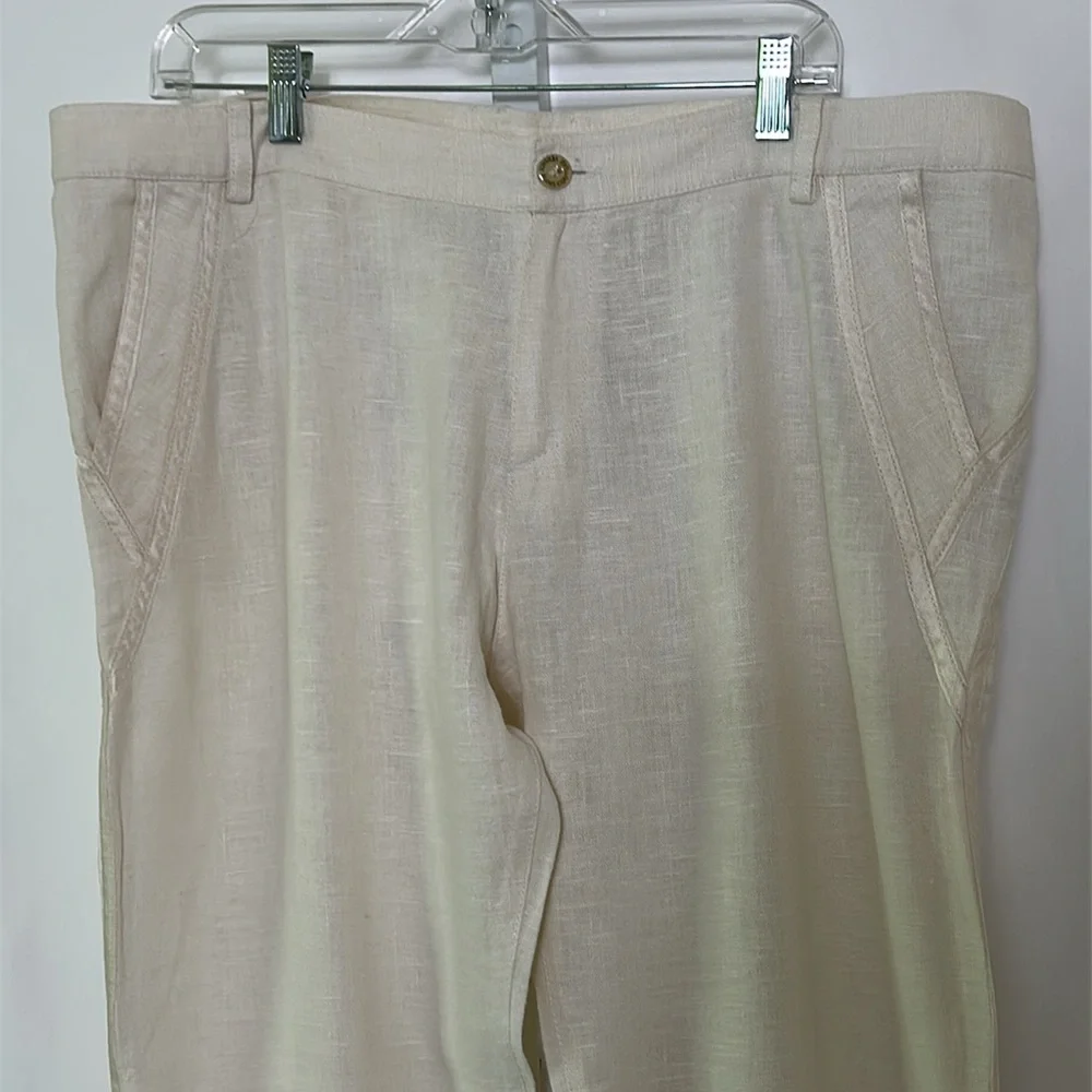 Versace Men's Size US 32 Euro 42 Made in Italy 2007 Cream Pants Linen Silk Trim